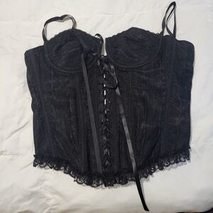 Fun & Sexy Black Lace Corset Top By Fredericks of Hollywood. Size 36B